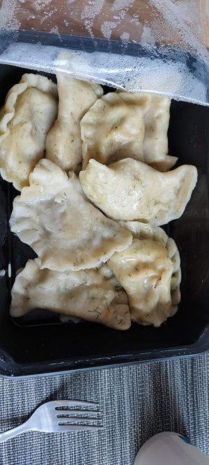 Sweet potato, cauliflower, zucchini and dill pierogi at Pierogarnia Stary Młyn in Gdansk