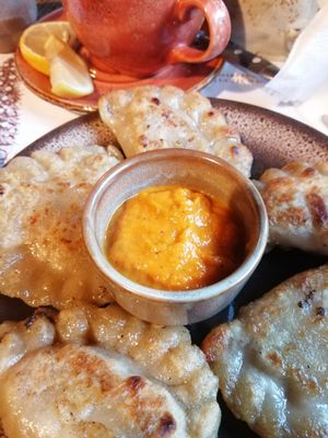 Paprika sauce instead of sour cream at Pierogarnia Stary Młyn in Gdansk