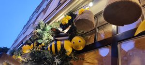 Bee 🐝 themed decorations (bee hives are animal abuse 😠) at Pierogarnia Stary Młyn in Gdansk