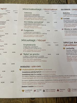 Vegan options  at Pierogarnia Stary Młyn in Gdansk