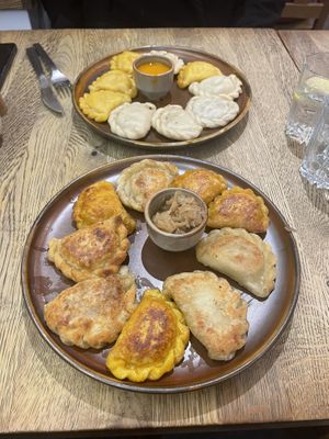 Boiled and fried pierogi  at Pierogarnia Stary Młyn in Gdansk