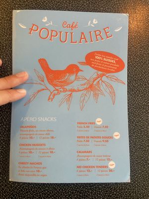 Menu   at Cafe Populaire in Fribourg
