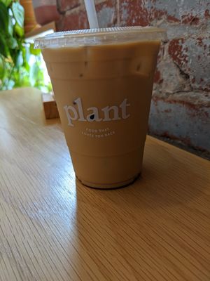 Almond milk latte with maple at Plant in Oklahoma City