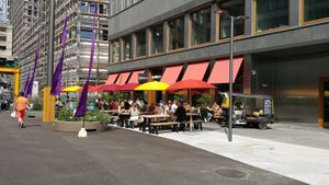 Outdoor seating at Nooba Europaallee in Zurich