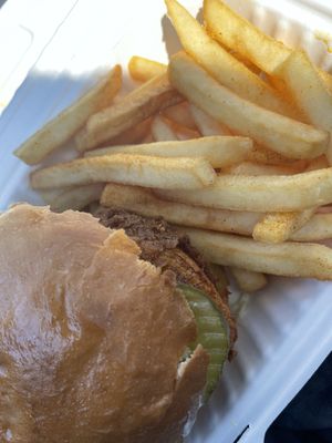 Chicken sandwich with fries   at Garden Grill in Las Vegas