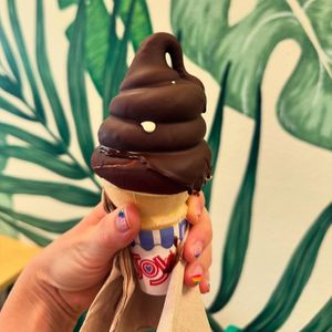 Vanilla and lime swirl soft serve which chocolate dip there's also Carmel   at Garden Grill in Las Vegas