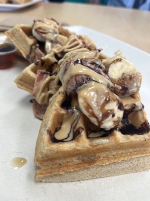 elvis waffle - brunch menu   at Garden Grill in Las Vegas