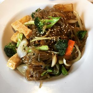 Vegan Korean Japchae at Tofu Hut in Lacey