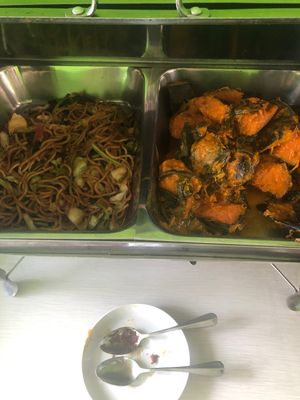 Pumpkin topping and fried noodles  at Teratai Vegetarian in Ubud