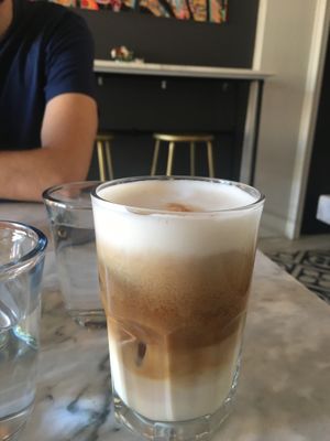Iced soy latte at Marmalade in Merida