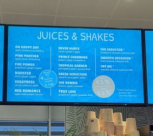Juice and shake menu   at VIE - Juicy & The Bowl - T1 in Vienna
