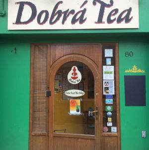 sign at Dobra Tea in Burlington