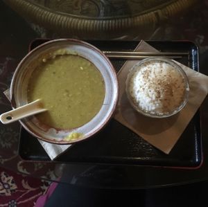 lentil soup and rice  at Dobra Tea in Burlington