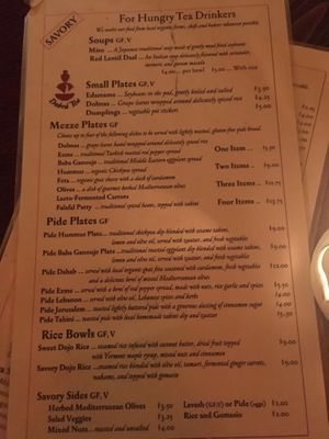 Menu  at Dobra Tea in Burlington