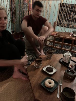 Vegan maple glazed donut and chocolate chocolate chip cookie  at Dobra Tea in Burlington