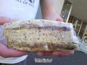 Weird but awesome sprouty pate sandwich thing. at Karmavore in New Westminster