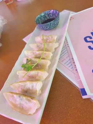 Pan seared dumplings at Sky in Port Adelaide