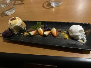 White choc/raspberry cake   at Sky in Port Adelaide