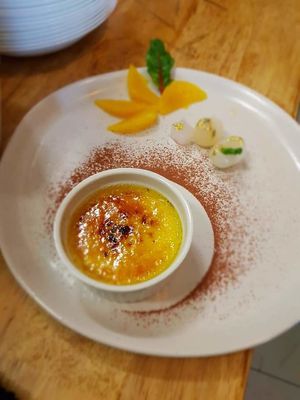 Vegan crème brulee at Sky in Port Adelaide