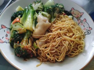 The noodle is damn nice.  Requested to add veggie to this dish. at Vegetarian Ideas 不荤主义 in Northeast Singapore