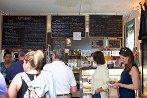 In line at Persephone's Kitchen in New Shoreham