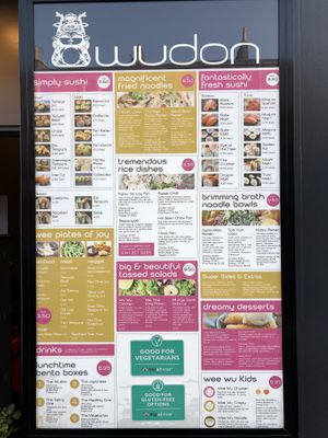 Menu at Wudon in Glasgow