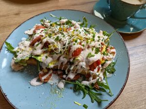Vegan breakfast waffle 'bacon' at Doppeltsolecker in Dortmund