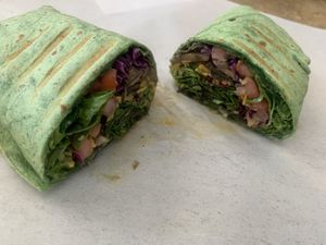 Mushroom wrap is warm and delicious!  at Healthy Kitchen 33 in Naranja