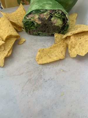 Black bean wrap is spicy and filling!  at Healthy Kitchen 33 in Naranja