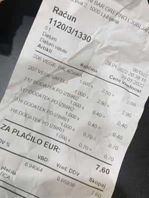 The prices  at Grefino   in Ljubljana