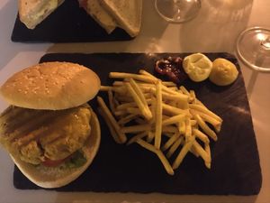 Vegan burger  at Bom Remédio Café in Sines