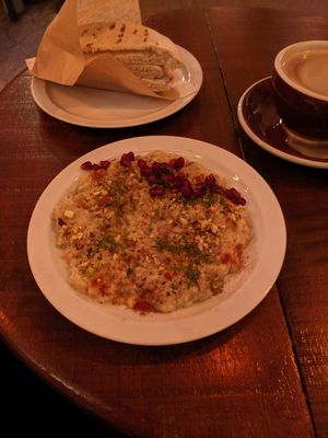 Eggplant dish with pita at Farès in Lisbon