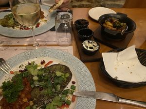 Grilled cactus with starters (one based on sheep cheese) at Maldonado Bistro in Ir-rabat Ghawdex