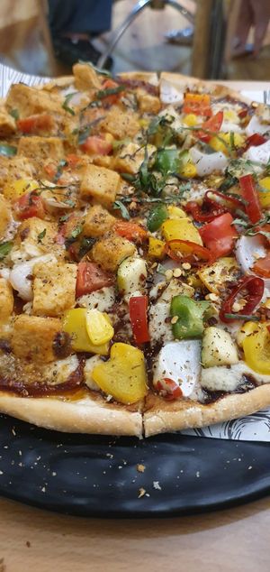 50 50 vegan pizza at La Cane Bistro in Mumbai