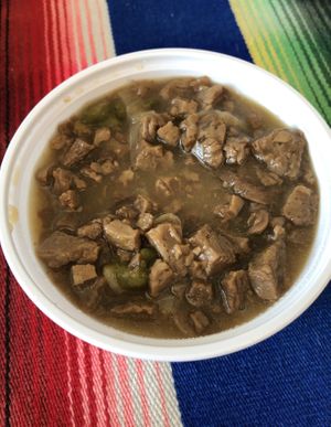 Stewed tvp and bell pepper. So glad I bought this extra. I’m throwing it in a taco today! at Marie Health Food in Hatillo