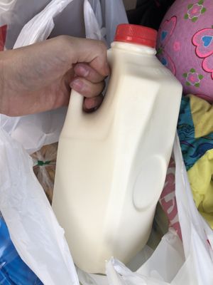 Sweetened Soy Milk (white cap is unsweetened). USDA organic soy beans at Tofu 101 in Bellevue