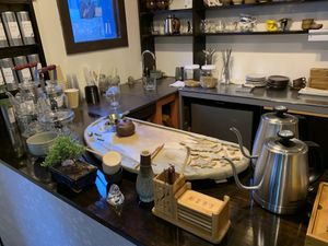 Front of bar at Nam Sen Teahouse in Bisbee