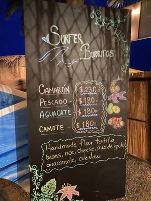 Menu 12-27-21  at Barracuda Cantina in Cerritos Beach