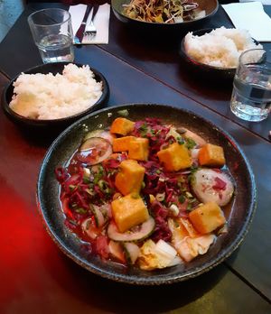 Vege guisado with rice at Paisano in Helsinki