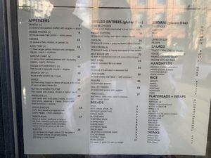V is vegetarian, DF is dairy free. Not many options     at The Mango Tree in Spokane