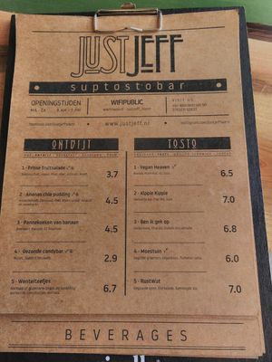 Menu page 1 at Just Jeff in Soest