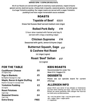 Different than mentioned at the top, the whole menu can be organized vegan. It’s a screenshot from their website which might be older als it was mentioned differently in their me at Good Companions in Brighton