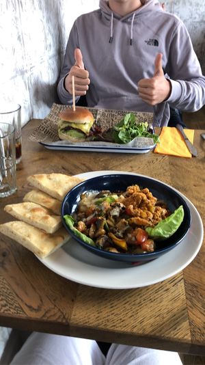 blossom burger and buddha bowl  at HS-1 Cafe Bar in Isle Of Lewis