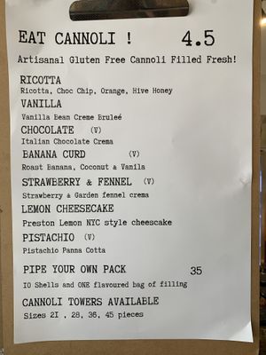 Vegan cannoli options  at Eat Cannoli in Preston