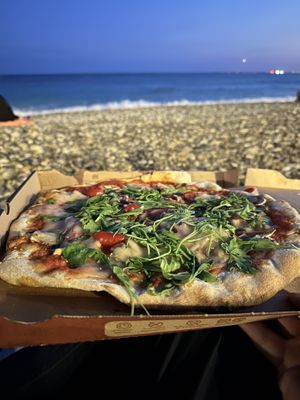 Mushroom pizza by the beach  at Da Francesco in Nice
