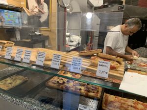 Making our pizza from scratch  at Da Francesco in Nice