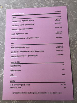 Lunch drinks at Kilcunda General Store in Kilcunda