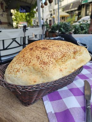 Puffy bread at Babylonia in Istanbul