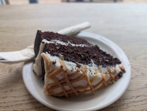 Chocolate peanut butter cake at Huckleberries in Cromer