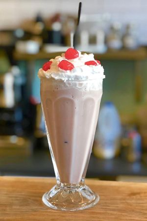 Cherry Vegan Mega Shake  at Huckleberries in Cromer